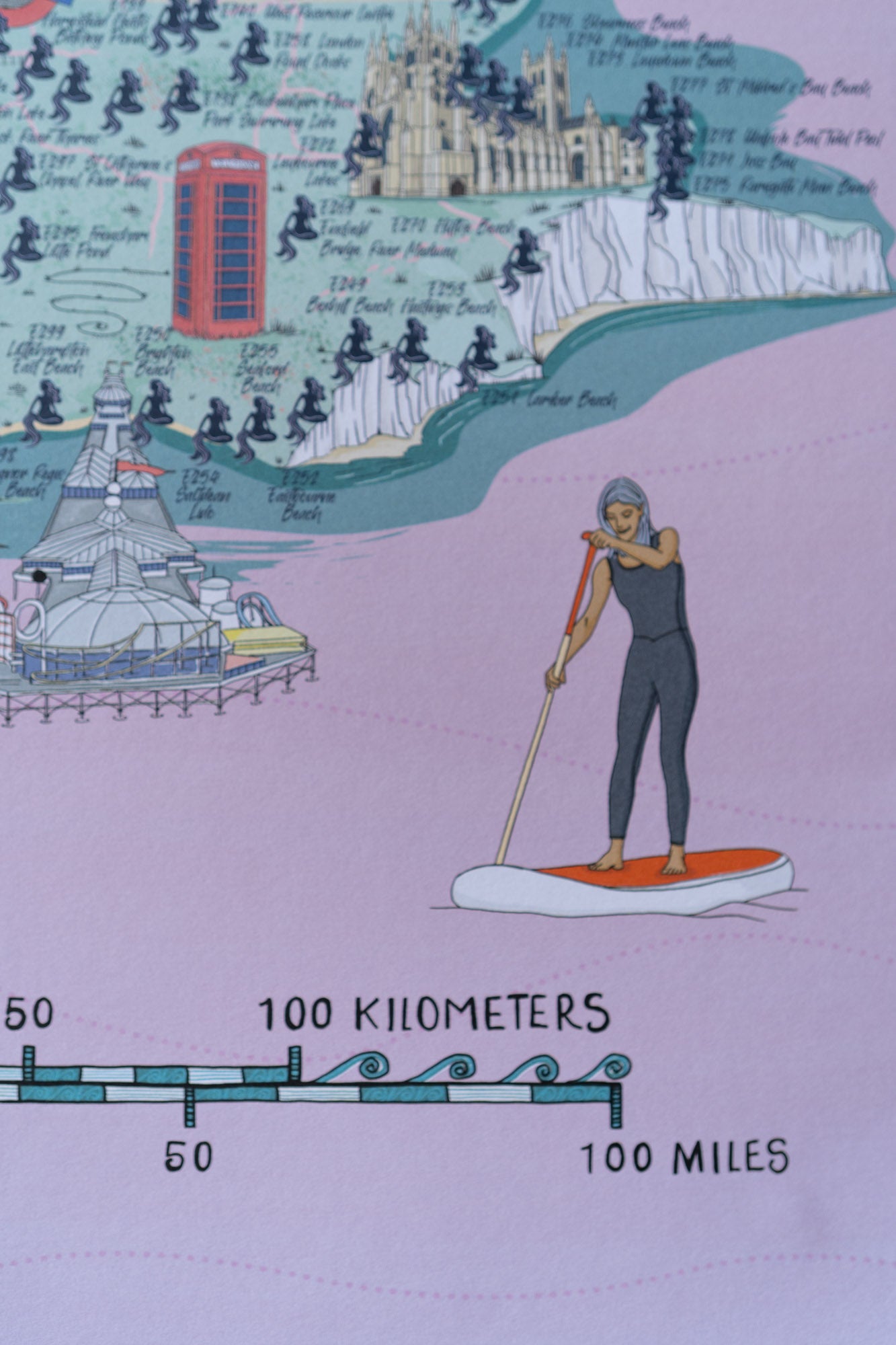 Swim Map of England A2 Print