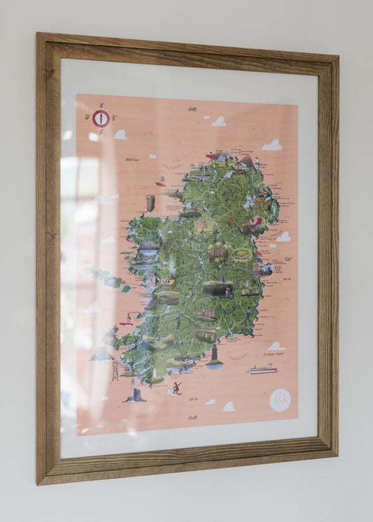 *Discounted* Swim Map of Ireland A2 Print (Older Version 144 swim locations)