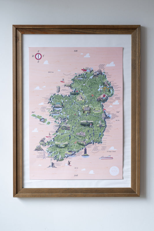 Swim Map of Ireland A2 Print