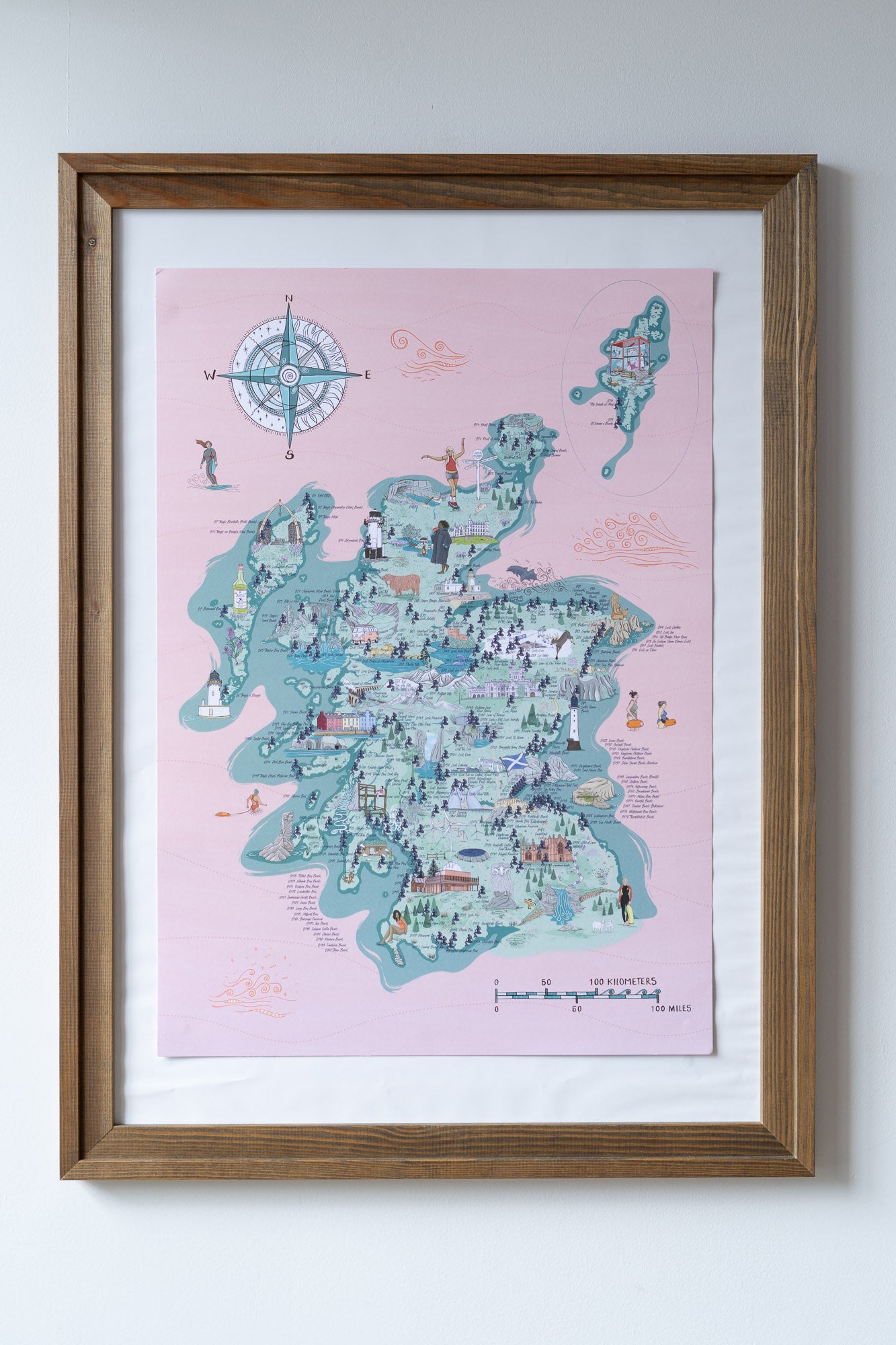 Swim Map of Scotland A2 Print