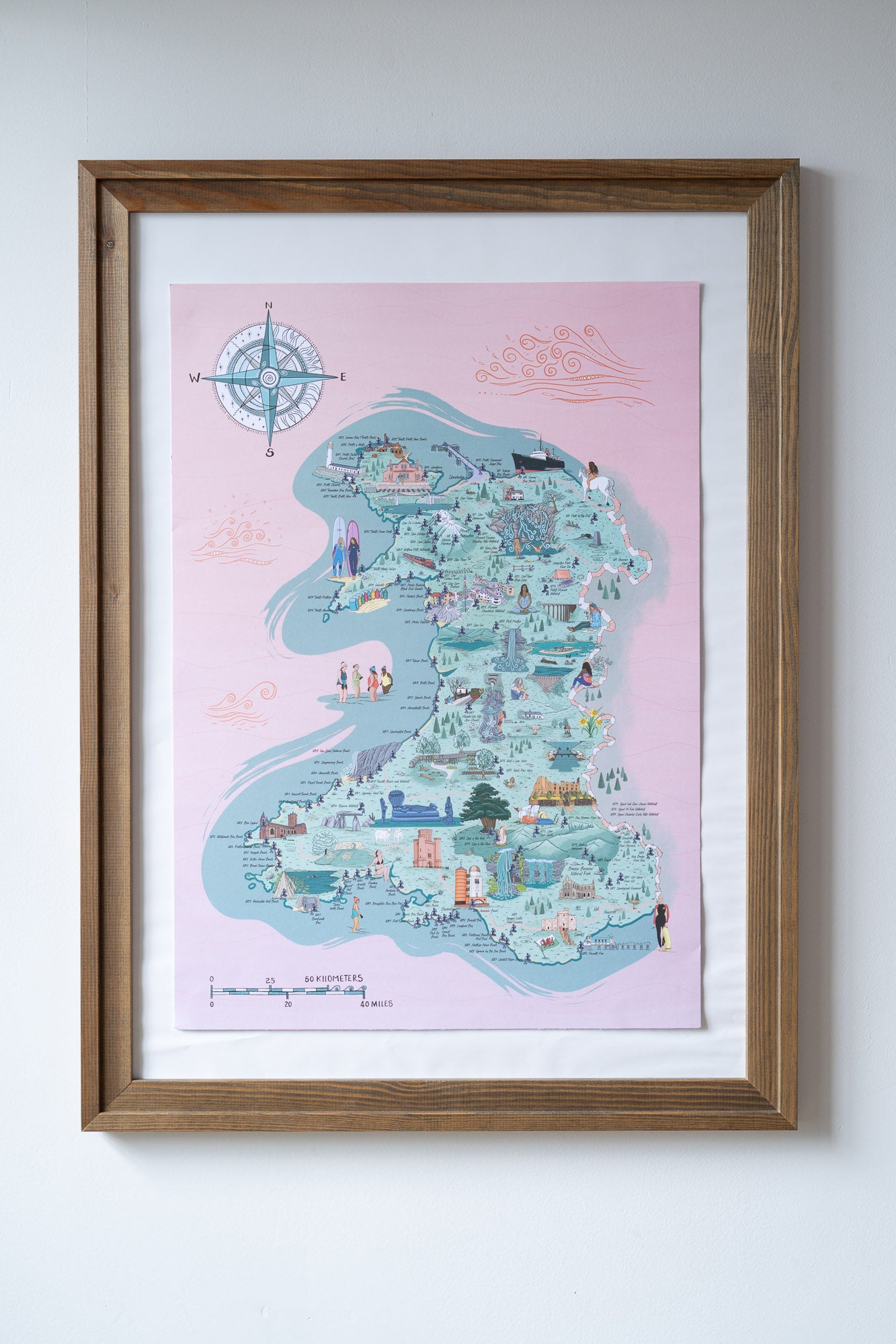 Swim Map of Wales A2 Print